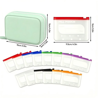 Premium Waterproof PU Travel Pill Organizer Set