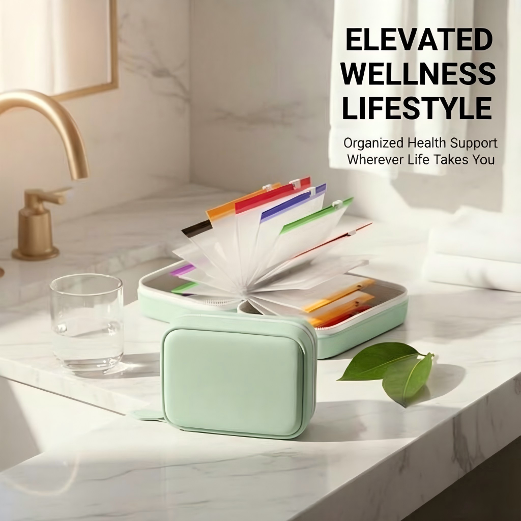 Premium Waterproof PU Travel Pill Organizer Set