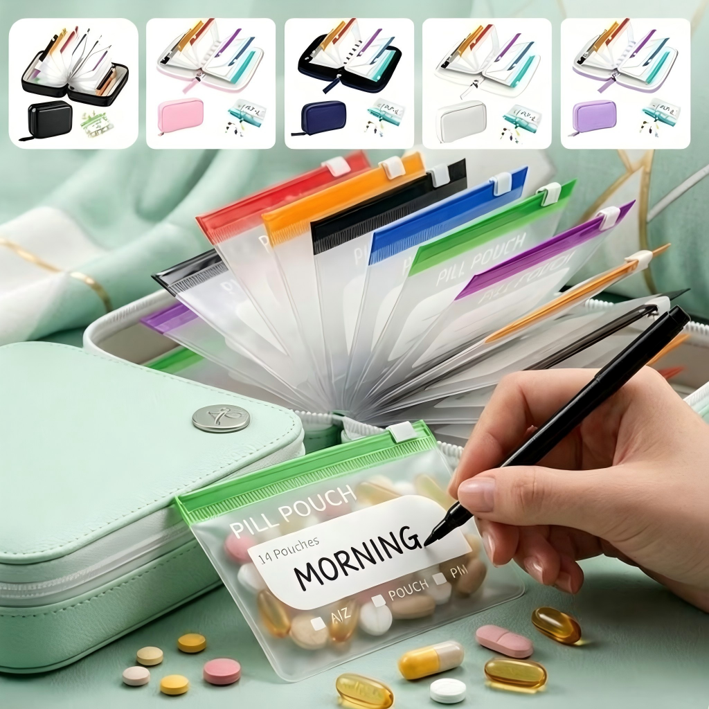 Premium Waterproof PU Travel Pill Organizer Set