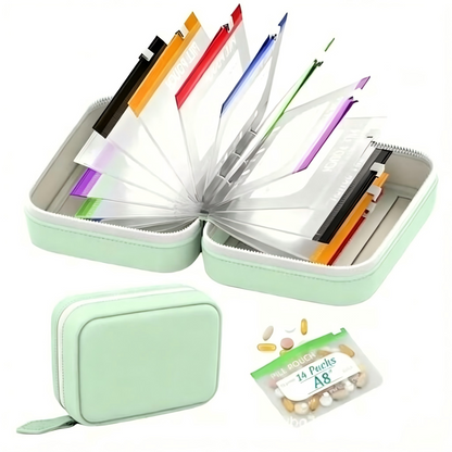 Premium Waterproof PU Travel Pill Organizer Set
